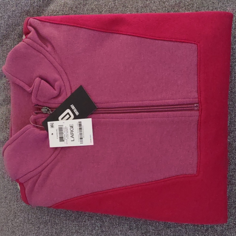 sweatshirt, large size, super soft posh berry color. with zipper,casual.